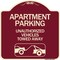 Signmission Apartment Parking Unauthorized Vehicles Towed Away Heavy-Gauge Alum Sign, 18" x 18", BU-1818-24340 A-DES-BU-1818-24340 - alternate 1